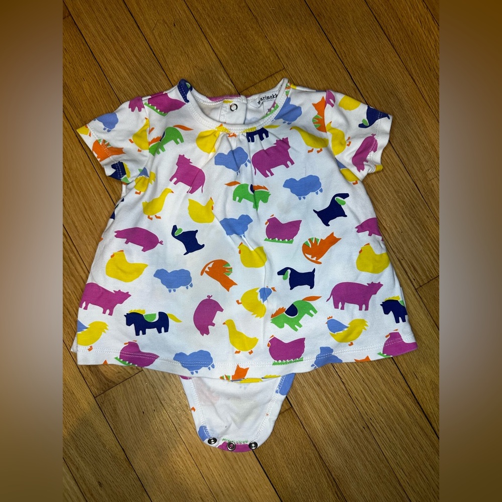 Marimekko 9M Multicolor Animal Print Baby bodysuit Dress